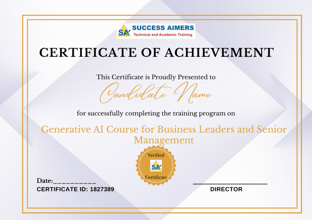 generative ai training for business leaders in gurgaon Certificate